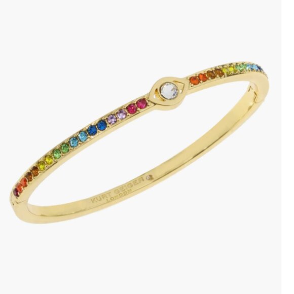 NWT KURT GEIGER Evil Eye Crystal Hinge Bangle BRACELET MULTICOLOR W BAG - Picture 2 of 7